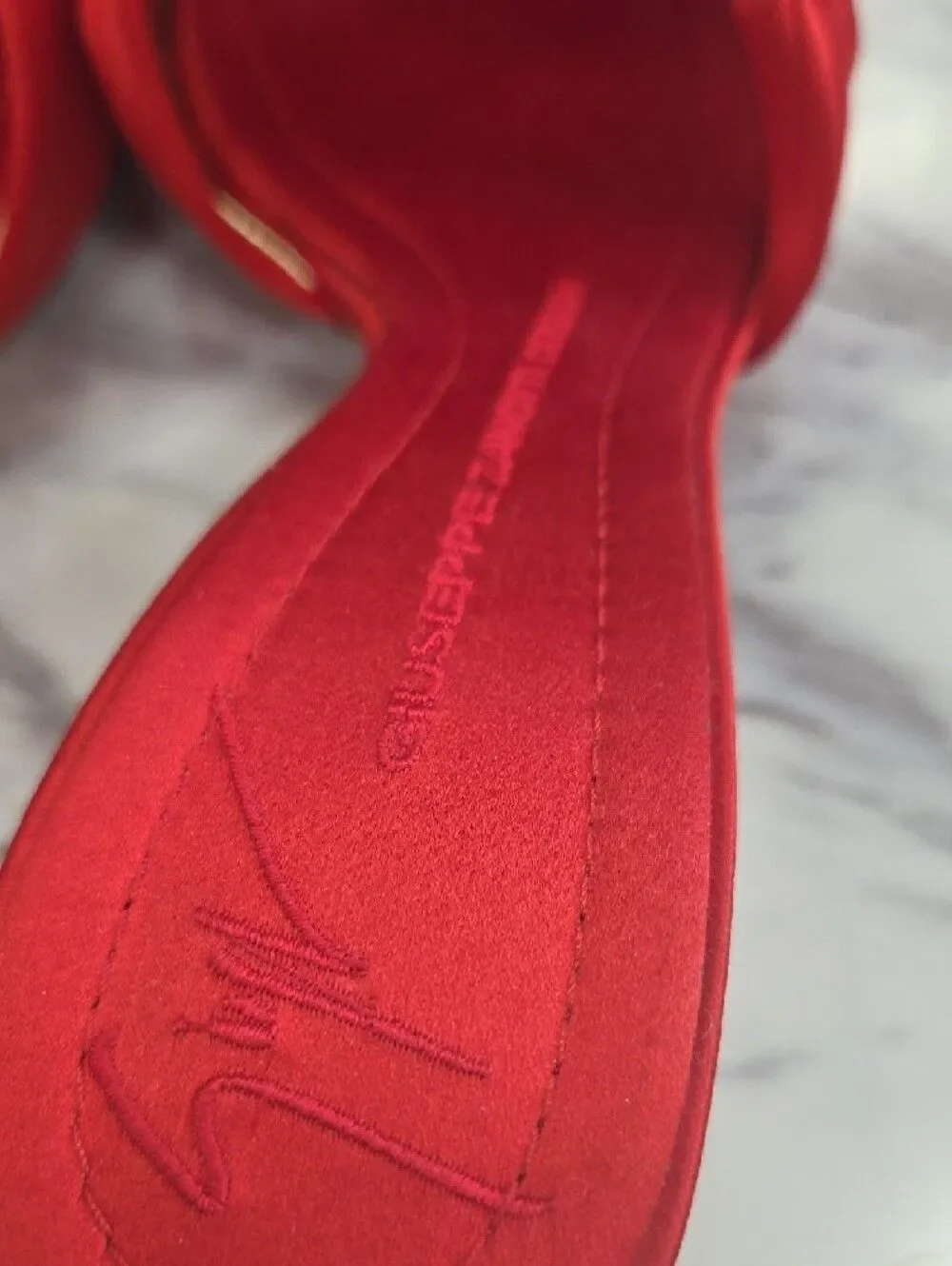 Giuseppe Zanotti Red Satin Knot Stiletto Mules